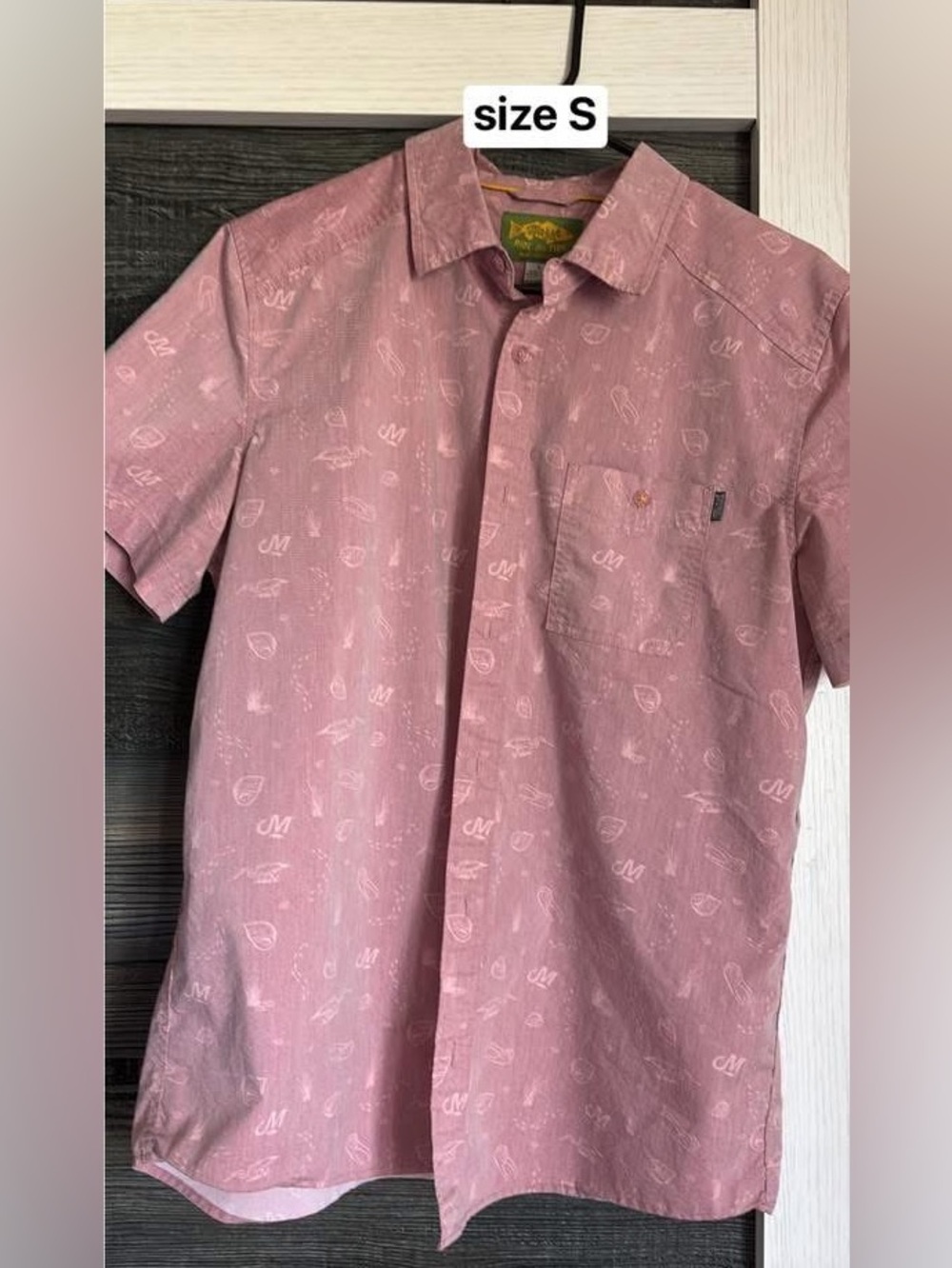 Men's Short-Sleeve Button-Down Shirt in Dusty Pink - Size S